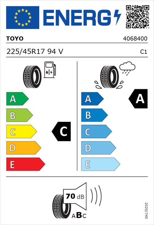 Tyre Label for Toyo Proxes Comfort 225/45R17 94V