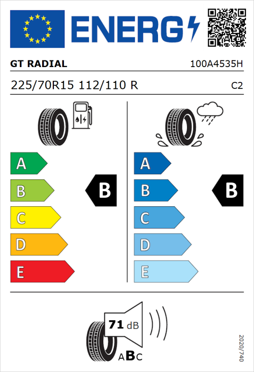 Tyre Label for GT Radial Maxmiler Pro 225/70R15 112/110R